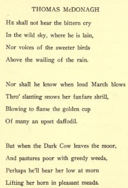 The poem, Thomas McDonagh, written by Francis Ledwidge. Credit: National Library of Ireland.